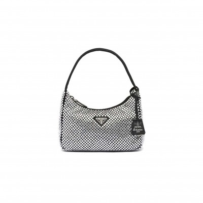 PRADA RE-EDITION SATIN MINI BAG WITH CRYSTALS 1NE515 (22*17*6cm)